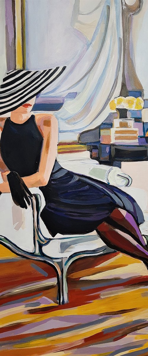Lady with hat / 101 x 72 cm by Alexandra Djokic