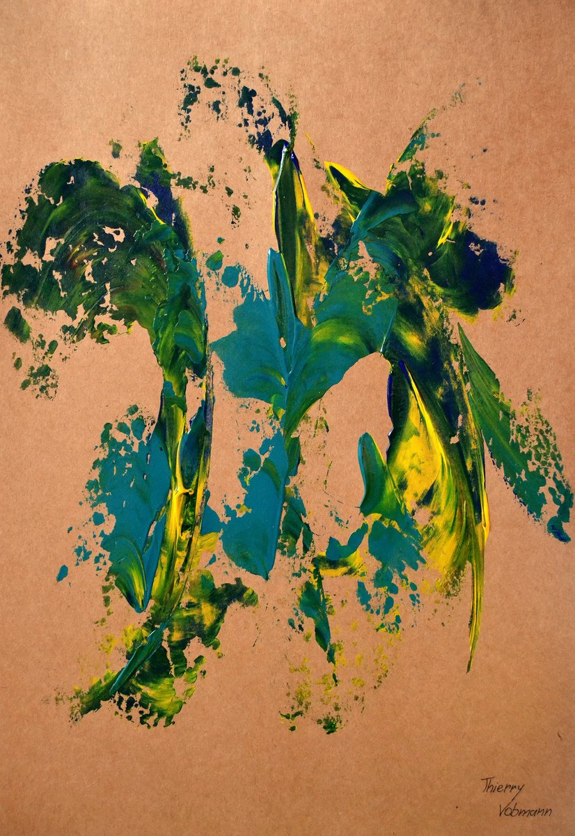 Abstract Acrylic Painting By Thierry Vobmann. Abstract ., 12 X 17", Natural Style 12, Original Artwork