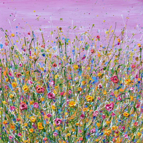 Meadow of Love - Flower Field Impasto Painting