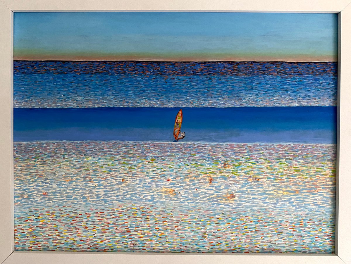 Surrealistic Landscape Painting By Stefano Pallara, 16 X 12", Change Of Wind, Original Artwork