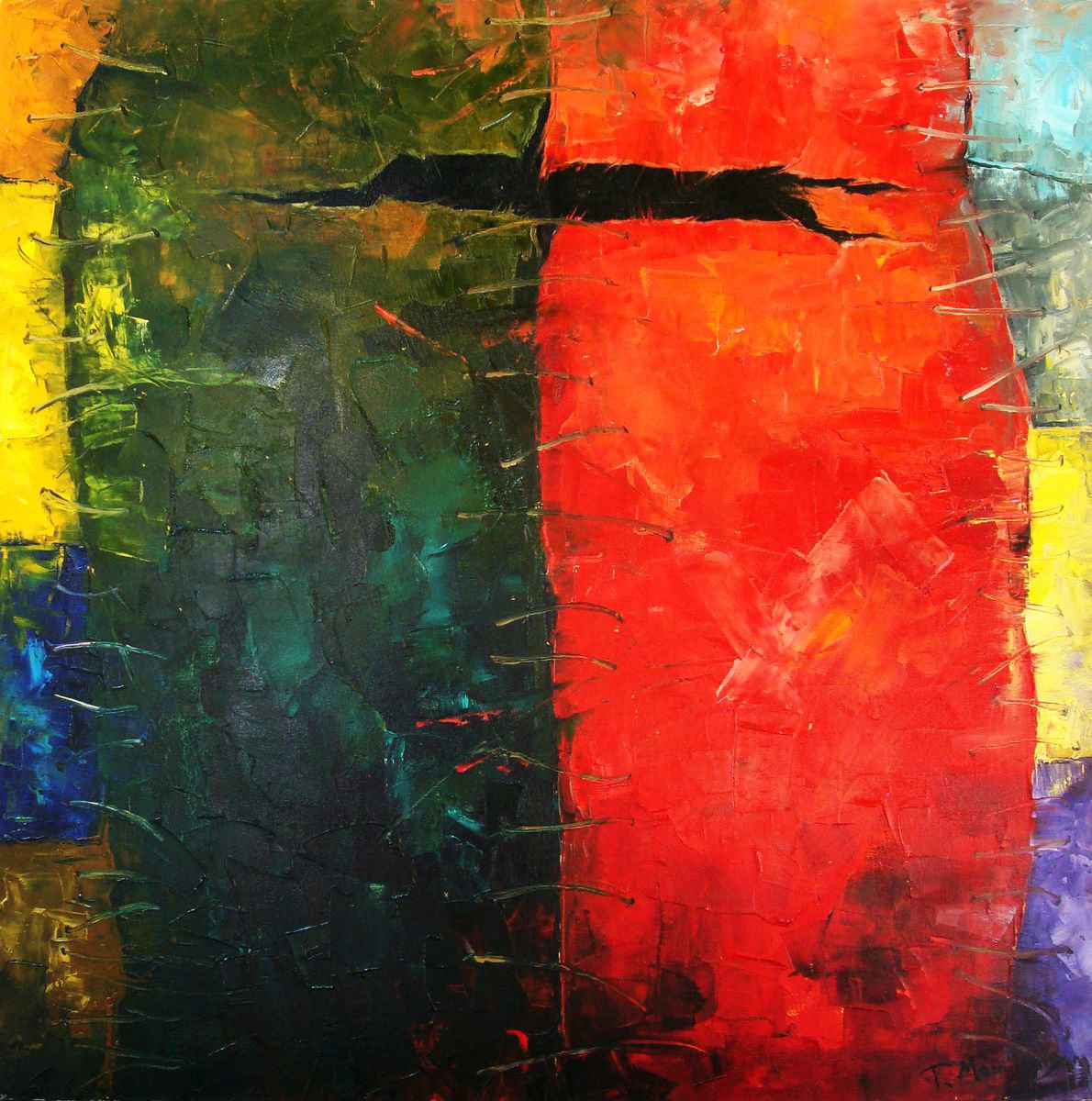 Abstract Oil Painting By Tigran Mamikonyan, 31 X 31", Wisdom And Feelings 80X80Cm, Original Artwork