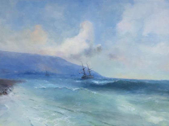 Seashore, Original oil Painting, Handmade artwork, Signed, One of a Kind