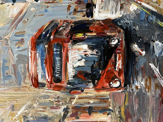 London Red Bus Route Archway,  framed painting