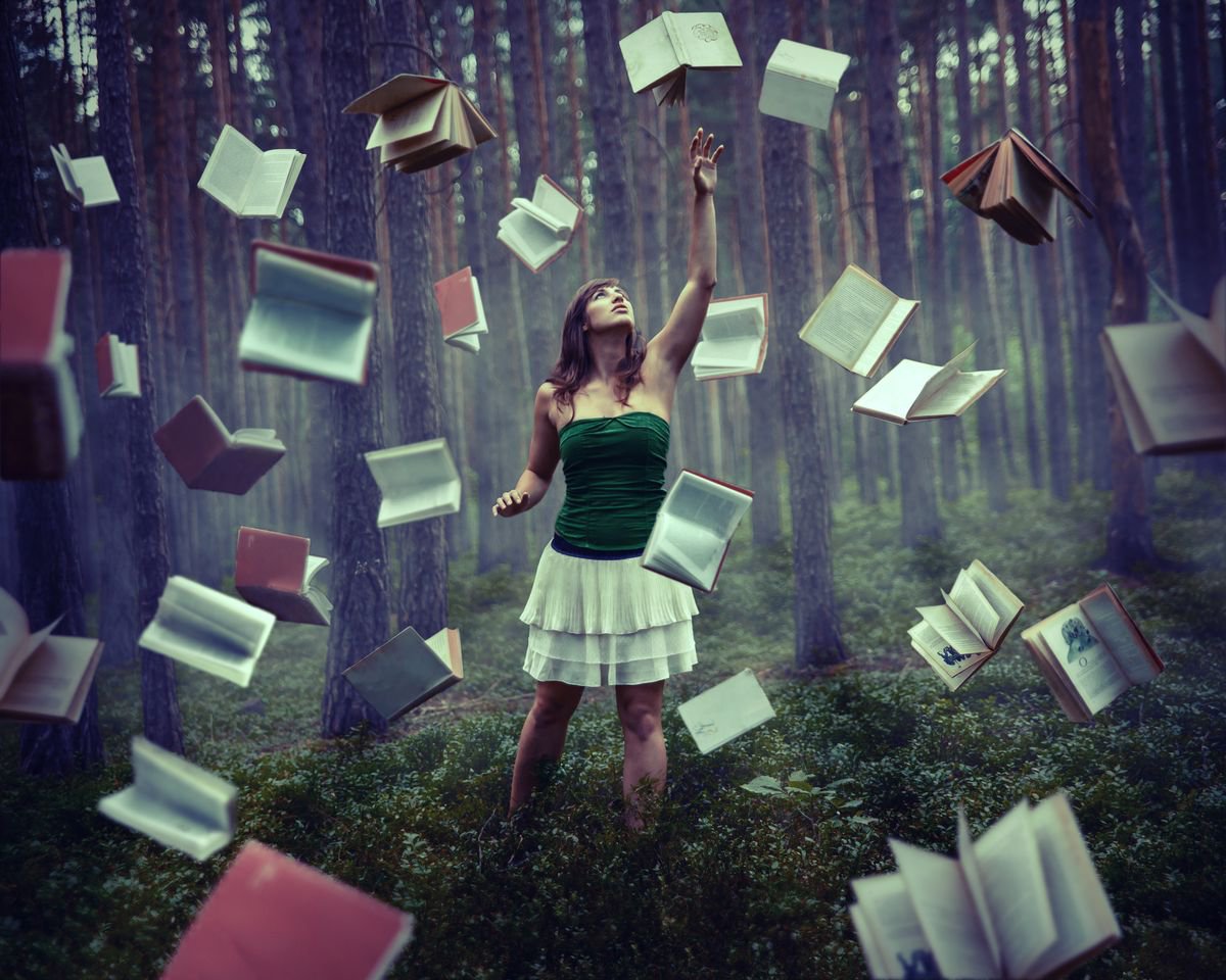 Fine Art Photography Print, Red Library, Fantasy Giclee Print, Limited Edition of 10 by Zuzana Uhli?kova