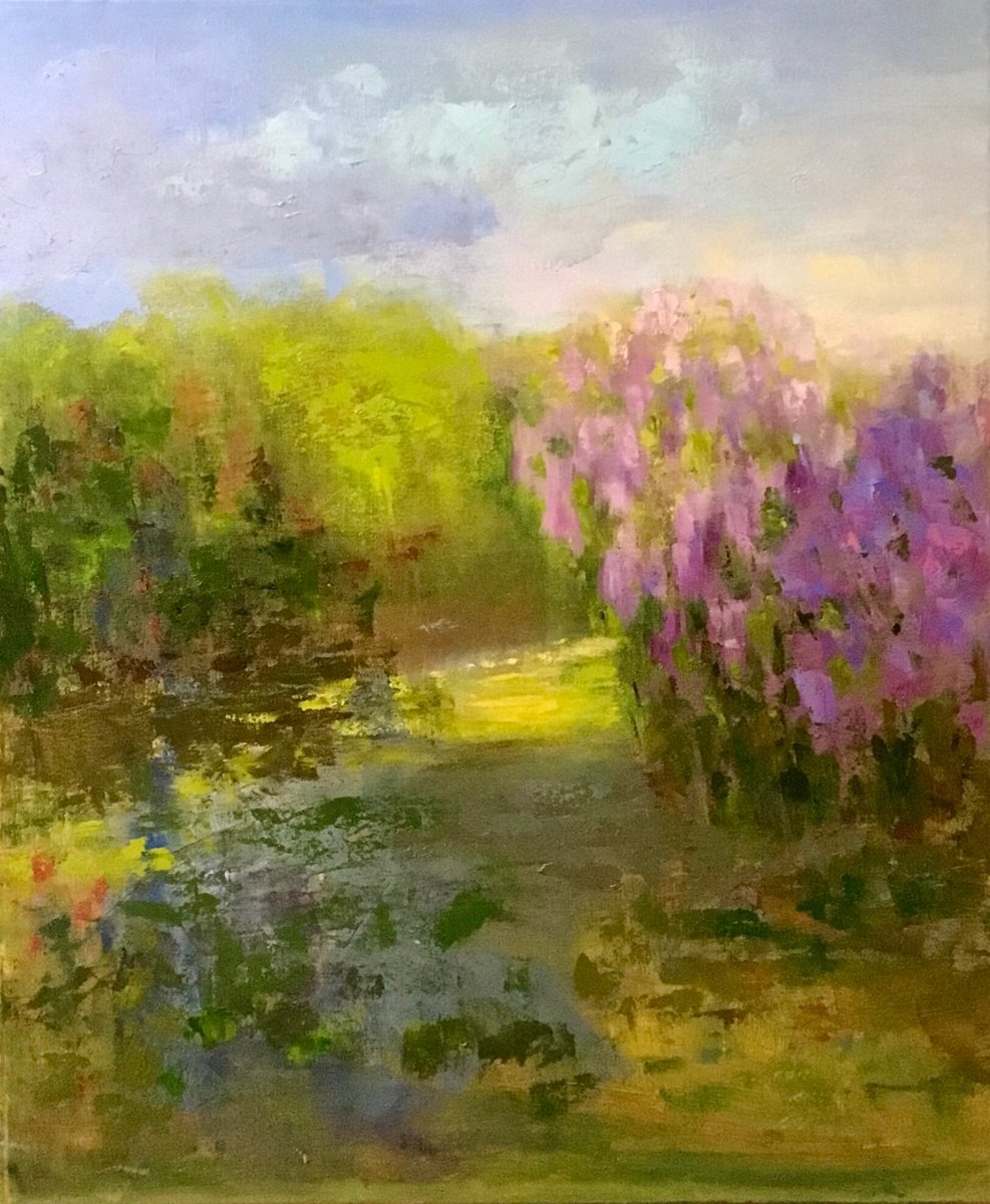 Impressionistic Landscape Oil Painting By Vera Klimova, 20 X 24", One Afternoon, Original Artwork