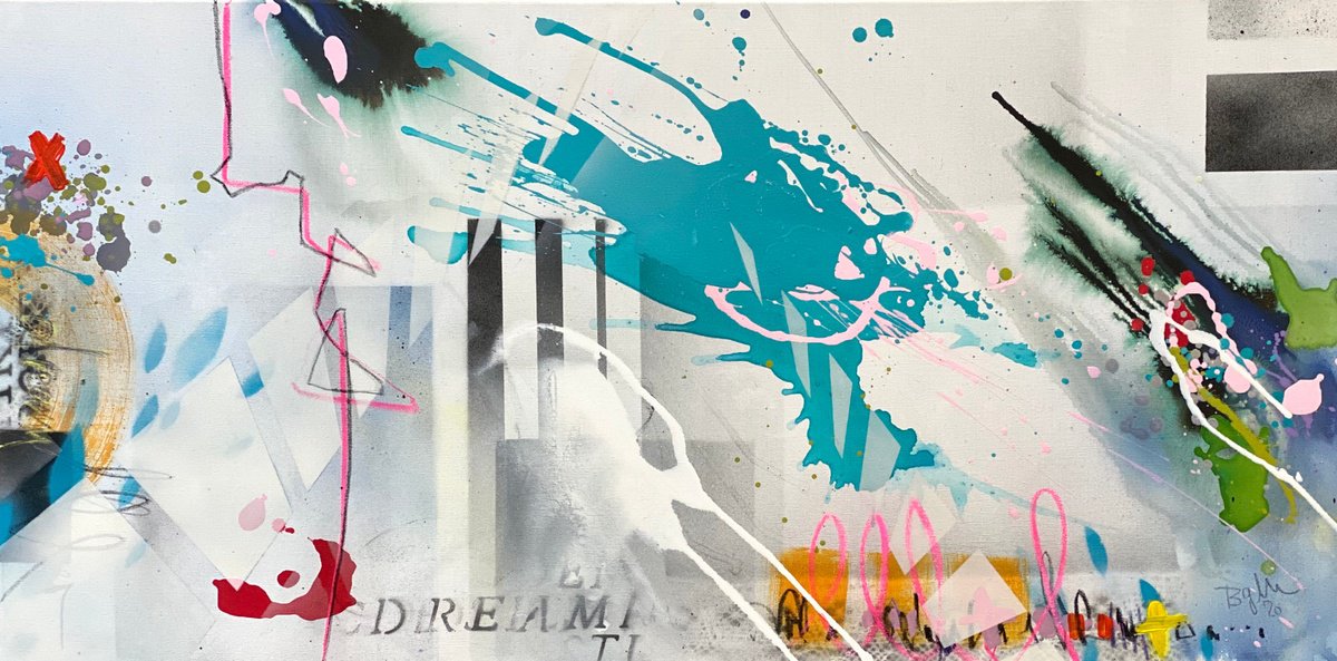 Geometric Abstract Acrylic Painting By Bea Schubert, 47 X 24, Dream Bigger V, Original Artwork