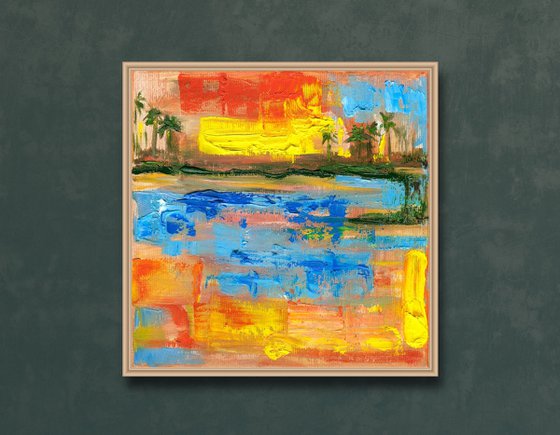 Sunset on a island - small painting from a summer vacation