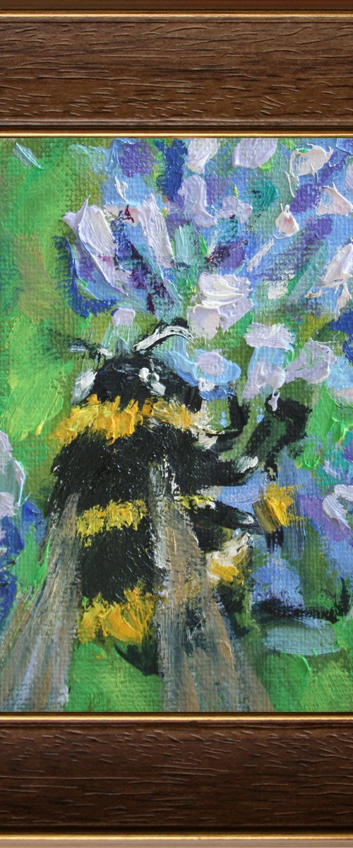 BUMBLEBEE 01... framed / FROM MY SERIES "MINI PICTURE" / ORIGINAL PAINTING by Salana Art Gallery