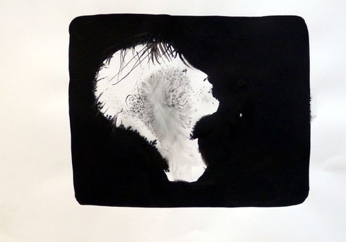 Black and white portrait 3, Ink on Paper 29x42 cm by Frederic Belaubre