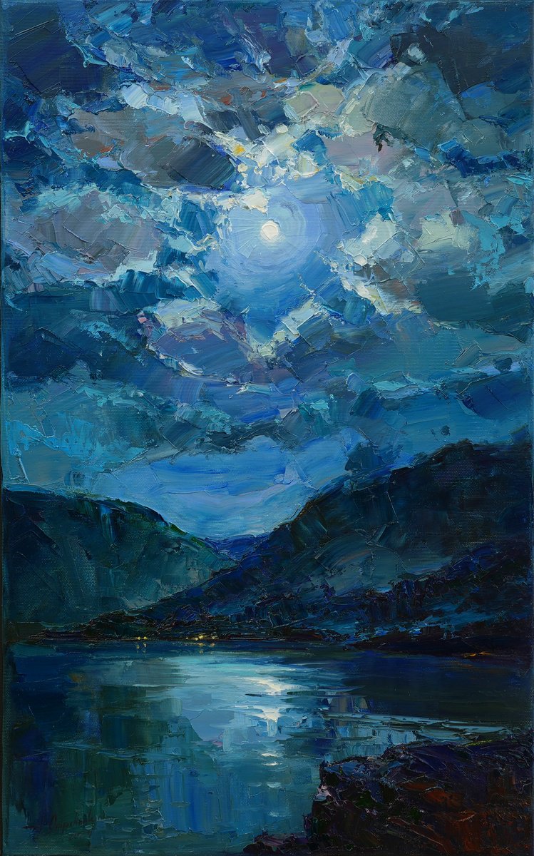 Night in the blue bay by Alisa Onipchenko-Cherniakovska