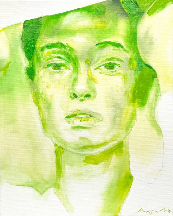 Warm green sun   40 x 50 cm.