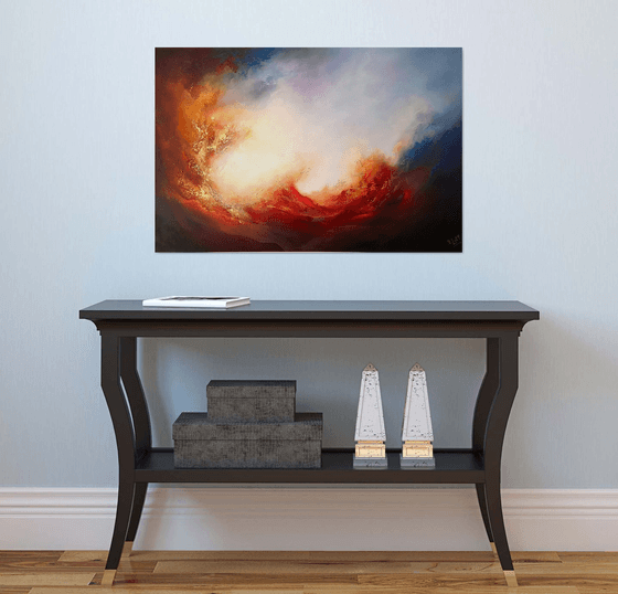 WRATH OF ANGELS XIII (Large skyscape/seascape original oil painting 90 X 60cm)