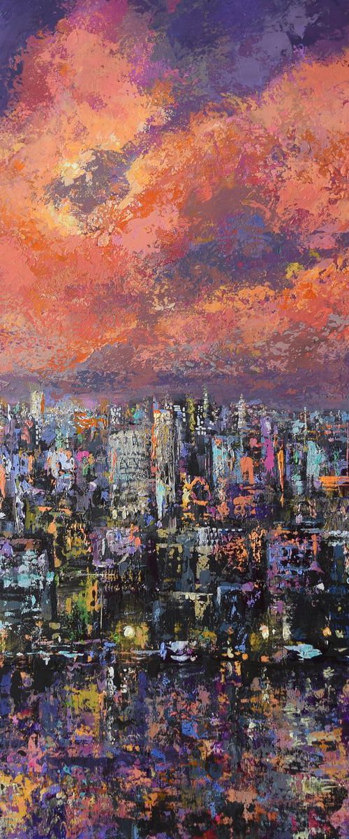 City Lights (original large landscape painting) by Colette Baumback