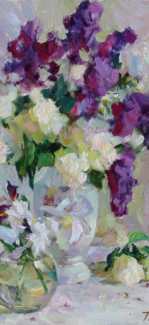 Still life with lilacs by Volodymyr Tarabanov