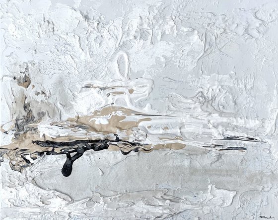 Hidden Light - 2 paintings landscape - Black, Sand & White