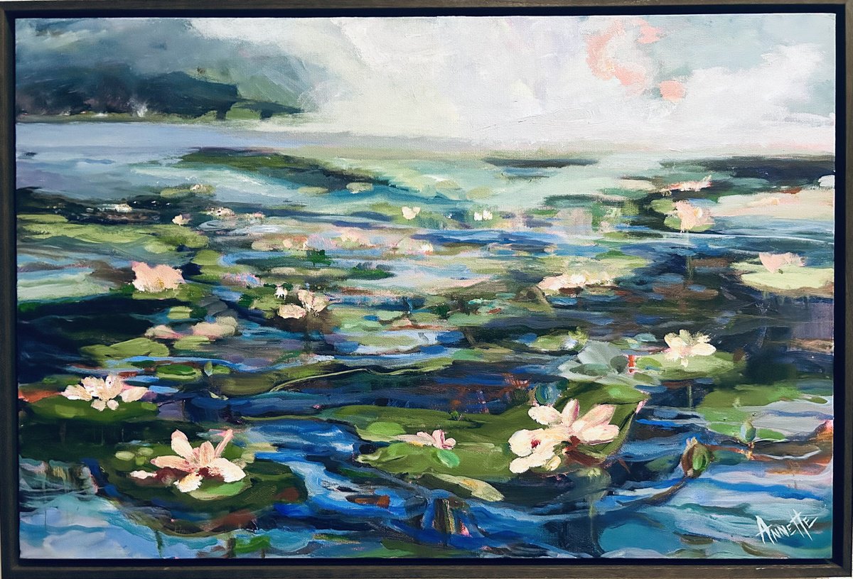  Misty Morning Lilies By Annette Wolters, 31 X 21, Artwork For Sale On Artfinder