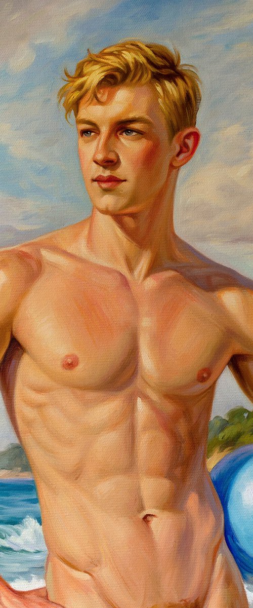 SUMMER REVERIE (NUDE MAN ON THE BEACH) by Yaroslav Sobol