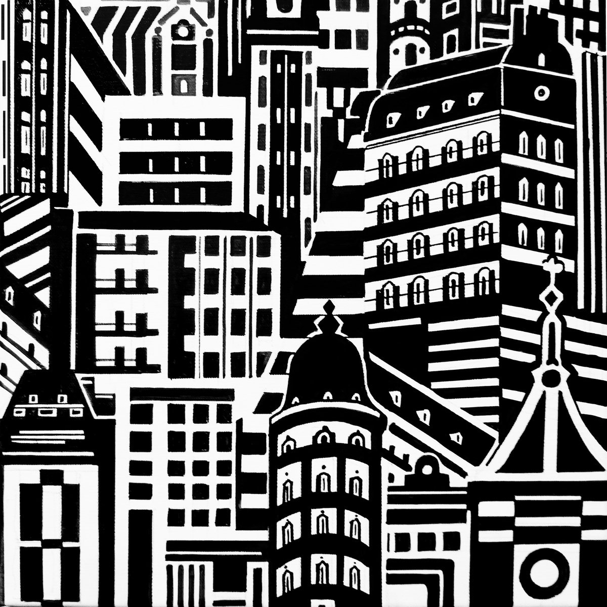 Graphic Acrylic Painting , Buenos-Aires_Bw_02C By Andre Baldet, 16 X 16, Artwork For Sale On Artfinder
