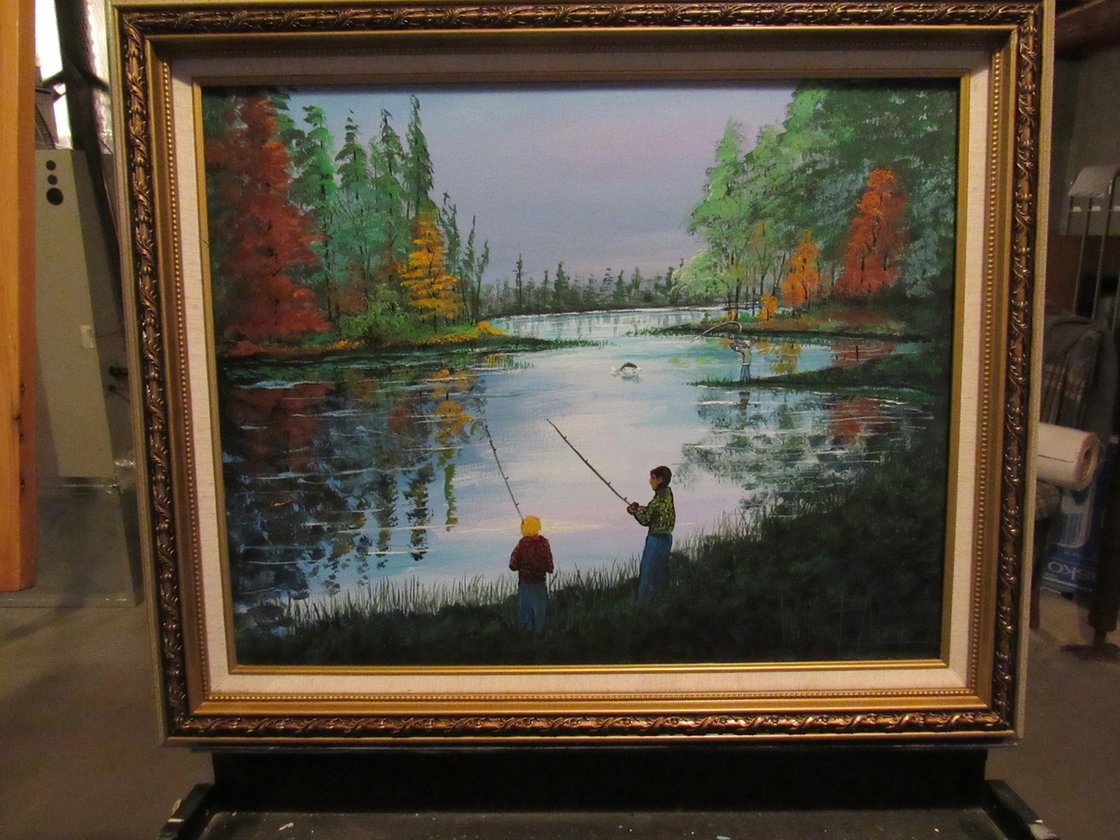 Father and Son Fishing by Laura Bird Miller