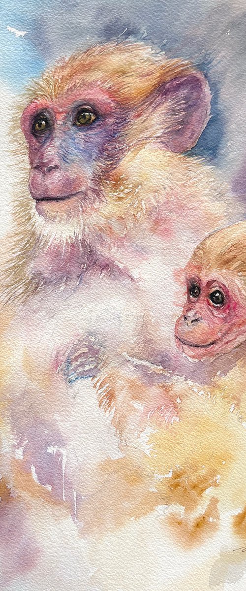 Monkey Mum and Baby by Arti Chauhan