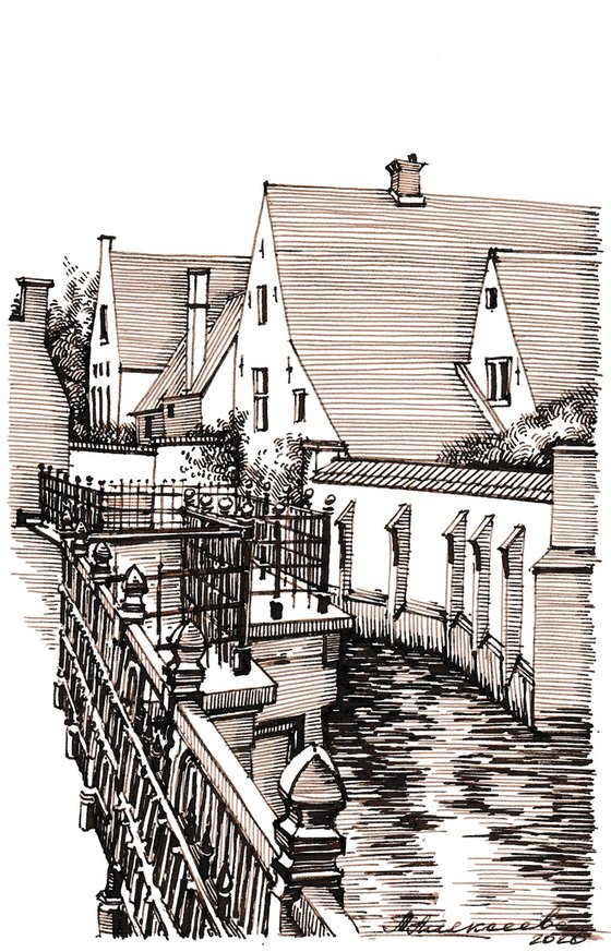 Old houses and canal in Bruges
