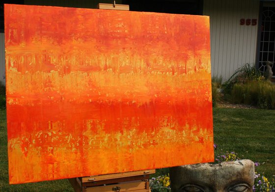 Primitive Abstract Gold, Orange Panel II