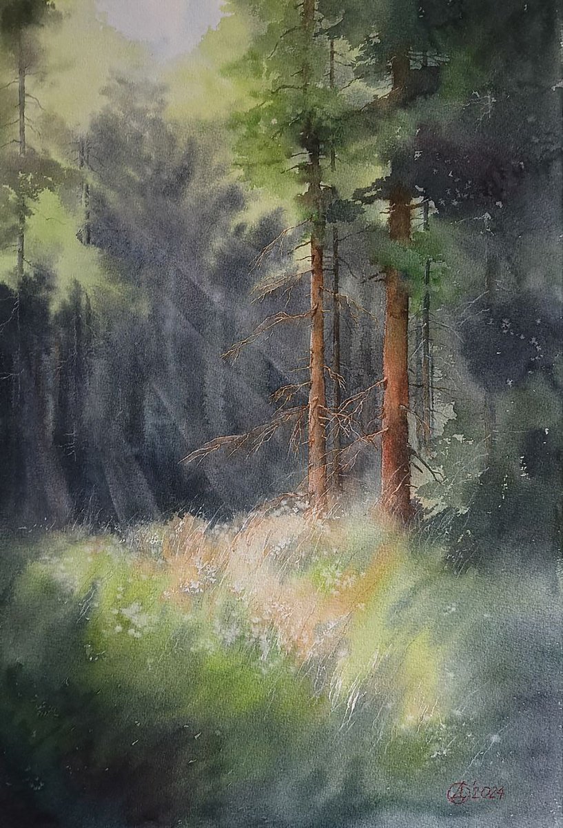 Landscape Watercolour By Oksana Duchenchuk, 15 X 22", Light, Original Artwork