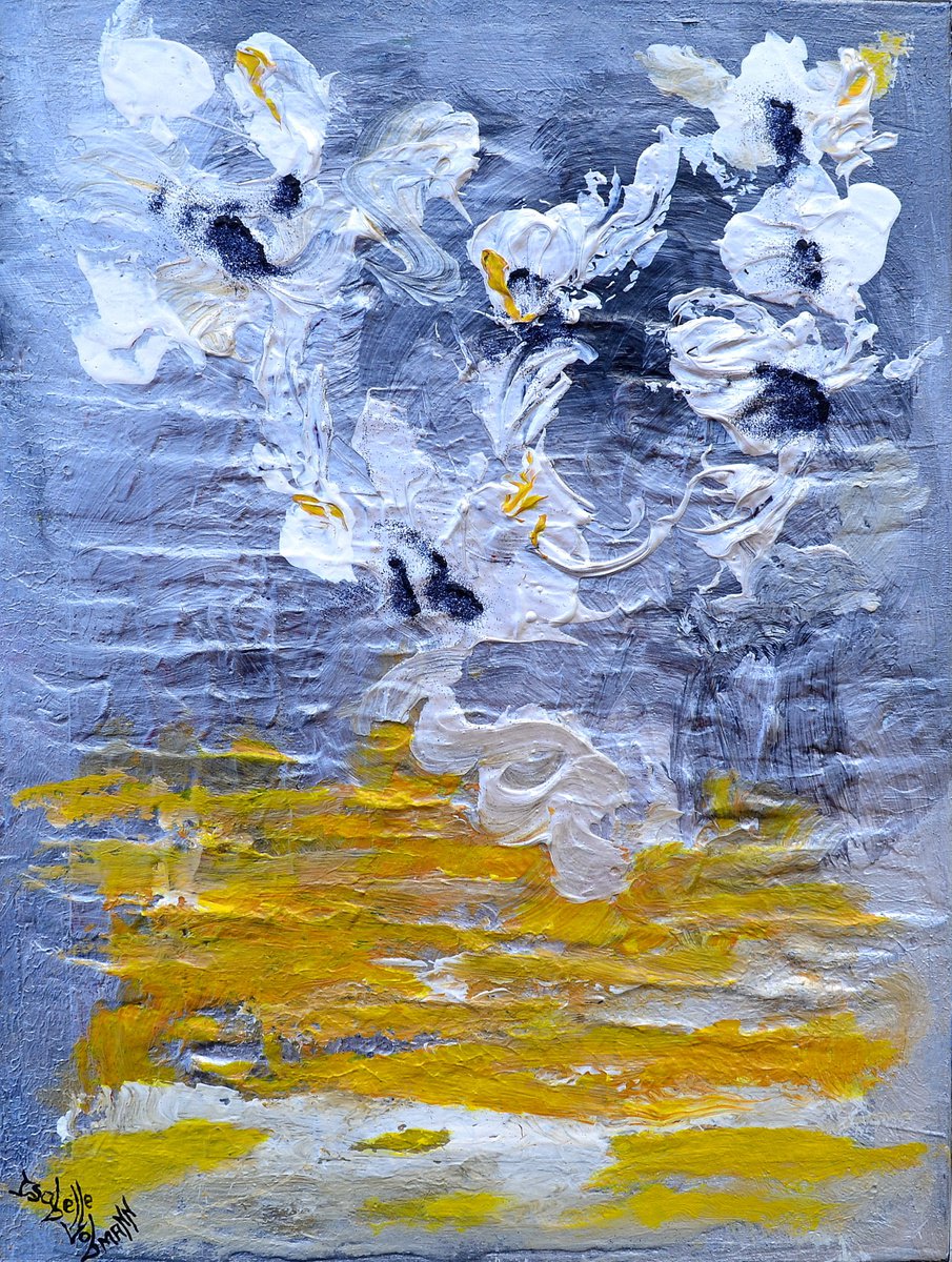 Pantone 2021 Bouquet - abstract - textured painting ready to hang by Isabelle Vobmann