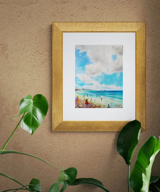 Day-dreaming | Original watercolor painting (2022) Hand-painted Art Small Artist | Mediterranean Europe Impressionistic