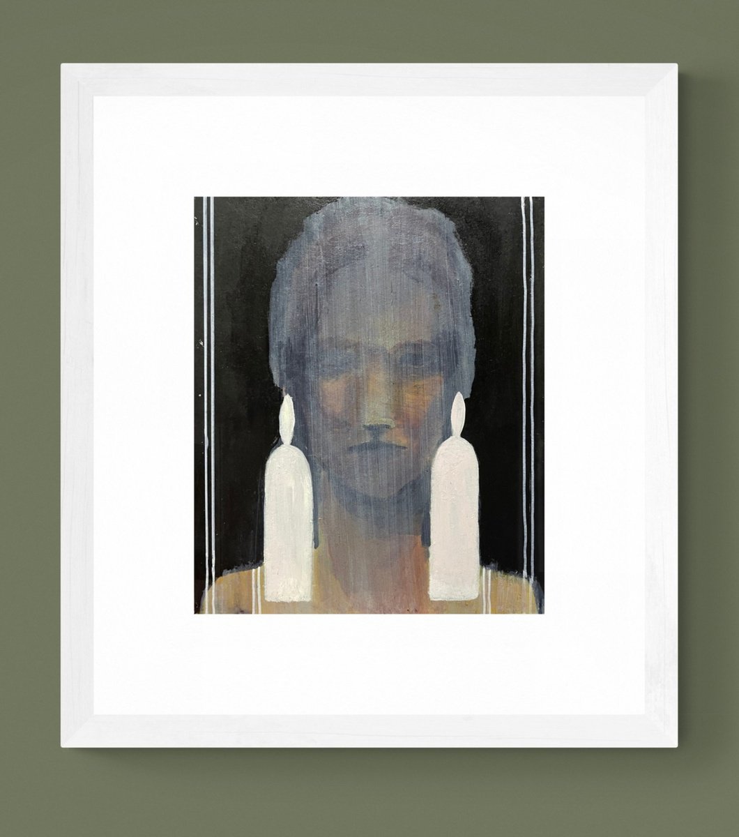 Abstract Portrait Drawing By Gela Mikava, 14 X 16, The Bijouterie Series, Original Artwork