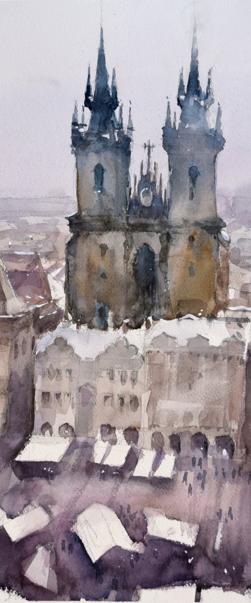 Roofs of the Prague by Goran Žigolić Watercolors