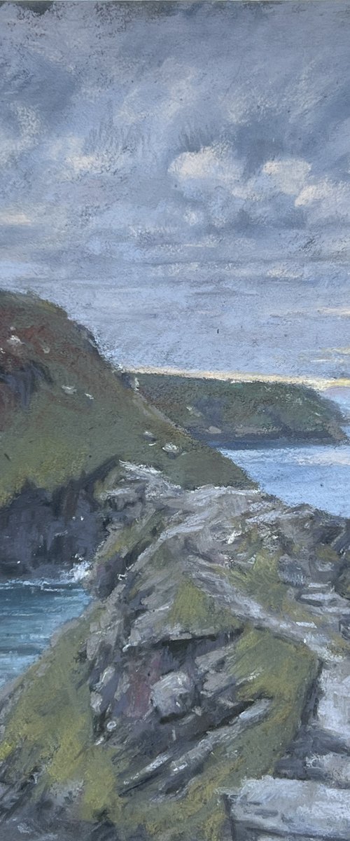 Grey skies over Boscastle by Louise Gillard