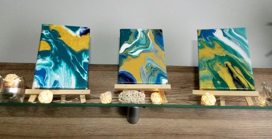 Thinking #3. Miniature + Easel. Ready to hang.