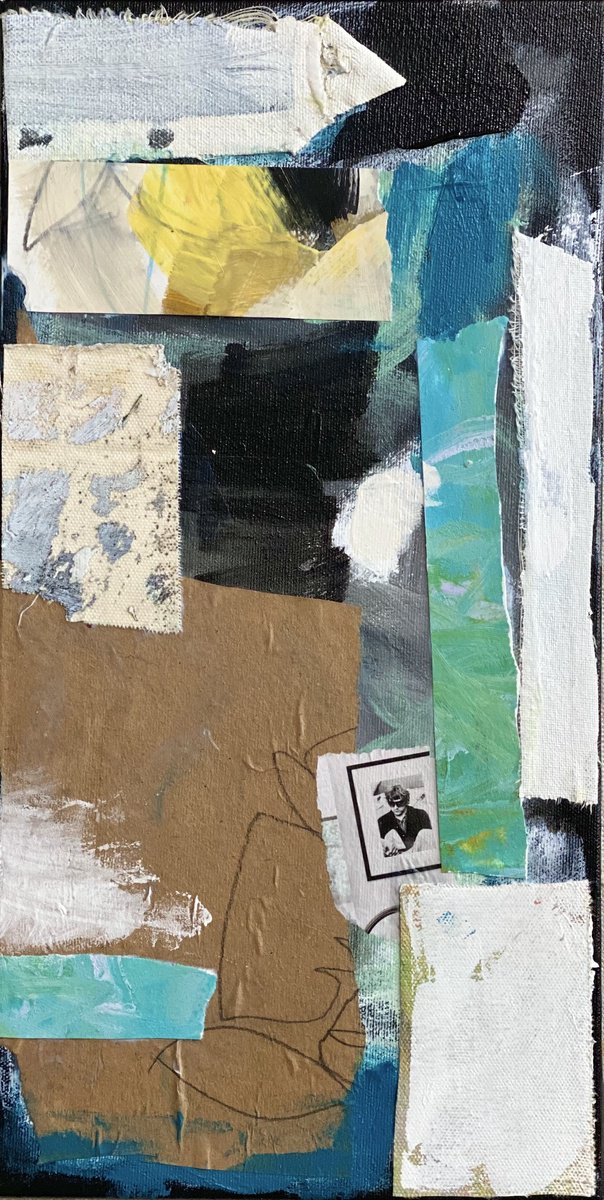 Organic Abstract Collage By Kat Crosby, 8 X 16", Incognito, Original Artwork