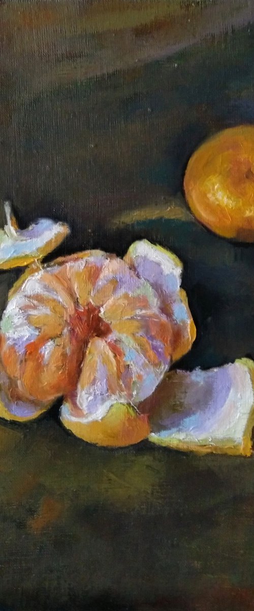 Still life - Mandarin(40x40cm, oil painting, ready to hang) by Kamsar Ohanyan