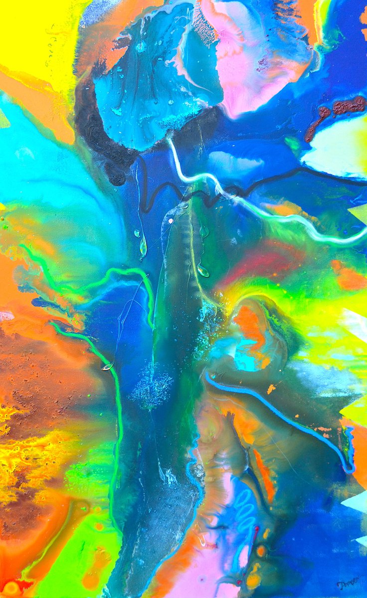 Abstract Acrylic Painting By Poovi Art, 30 X 48", Abstract Contemporary - Because Hopes Are High, Original Artwork