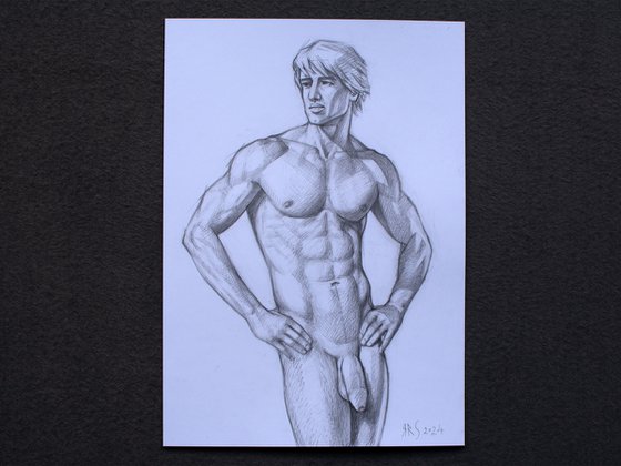 SKETCH OF A NAKED MALE TORSO