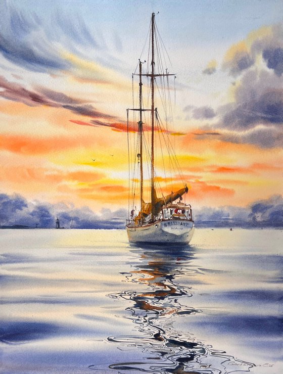 Golden hour on a yacht