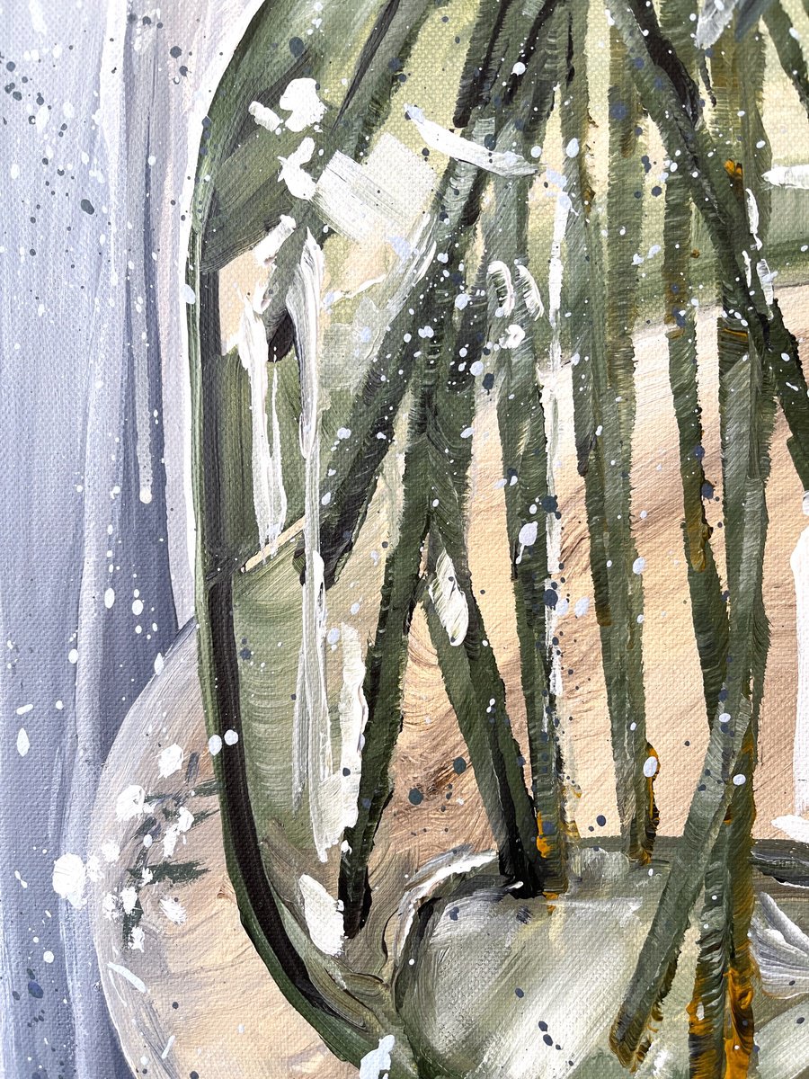 Expressive Still Life Acrylic Painting By Hsin Lin, 28 X 28, Sunlight Dancing, Original Artwork