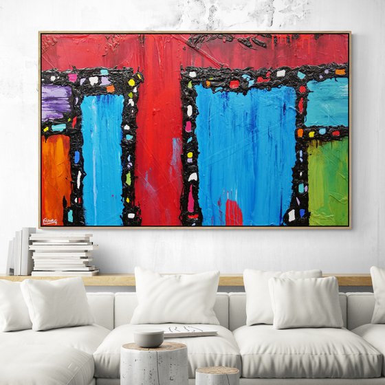 Circus Pop 160cm x 100cm Textured Abstract Art