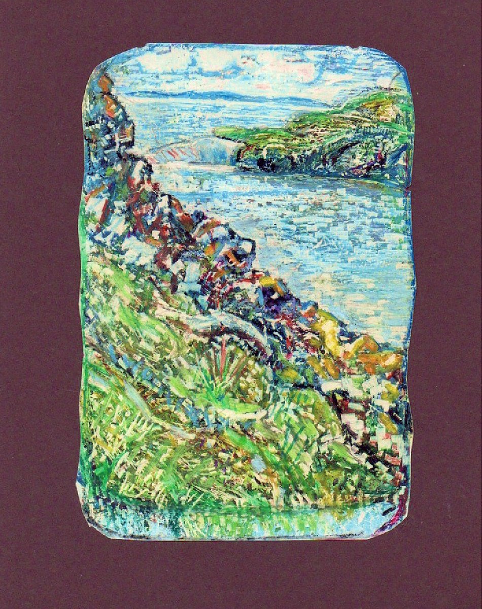 Impressionistic Landscape Pastel Drawing By Richard Meyer, 7 X 9", A Cornish Estuary, Original Artwork