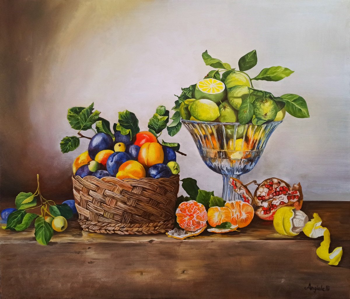 Photorealistic Still Life Oil Painting By Anna Rita Angiolelli, 28 X 24, Happy Still Life, Original Artwork