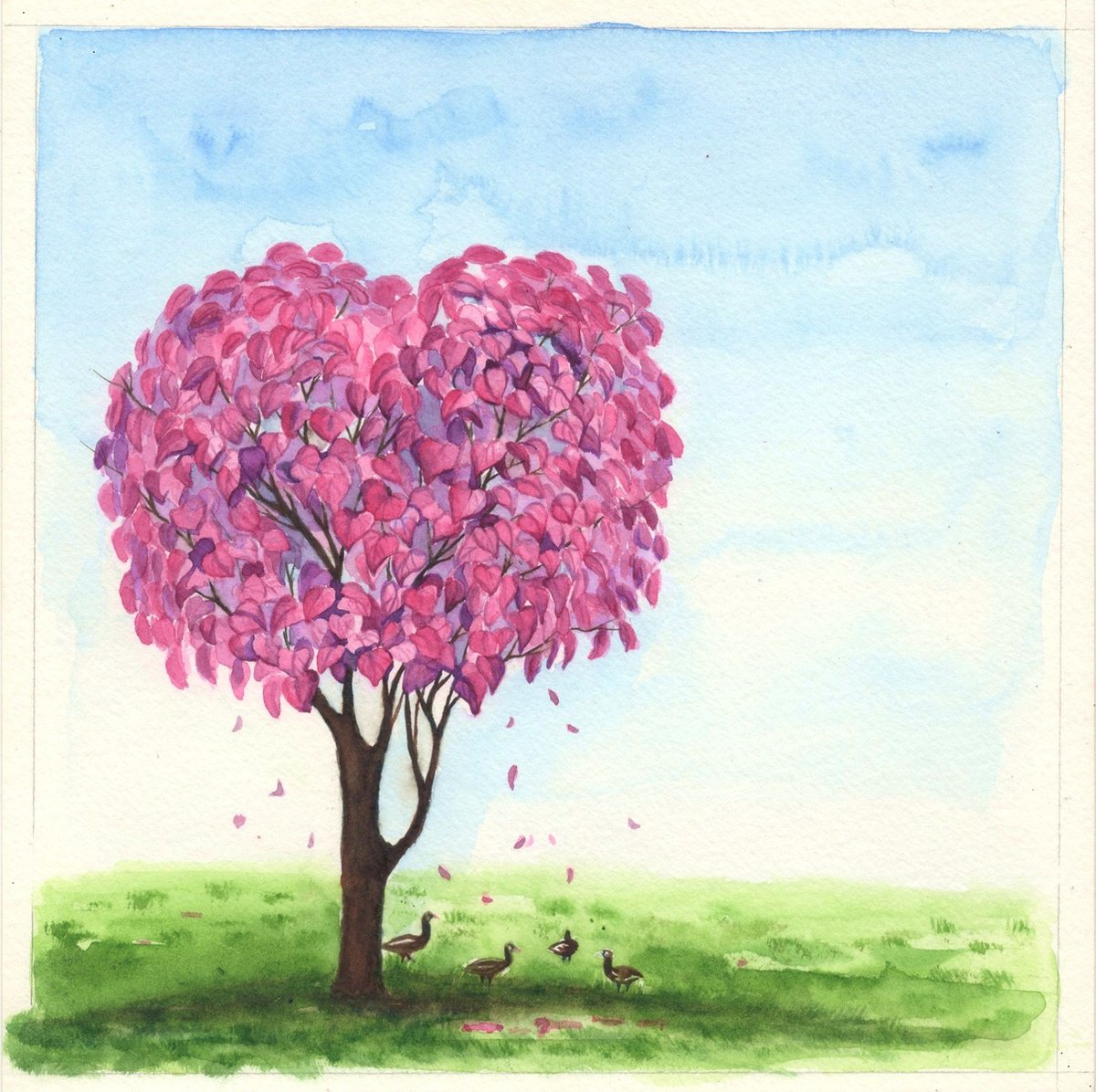 Shweta Mahajan | Original  Watercolour | Dogwood Tree | 20 X 20Cm | Artwork For Sale On Artfinder