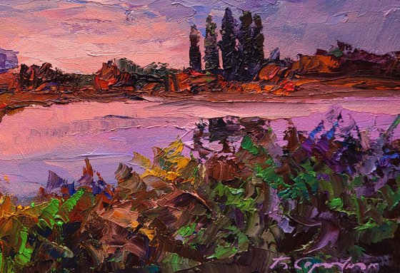 Sunset over the river