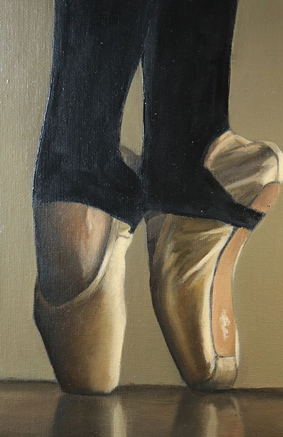 On Pointe, Figurative Oil Painting, Ballerina, Dance, Framed and Ready to Hang