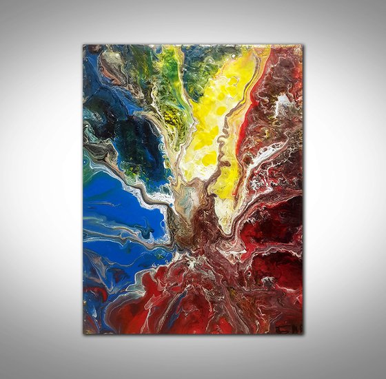 Abstract Acrylic Fluid Pour Jupiter Flowing
