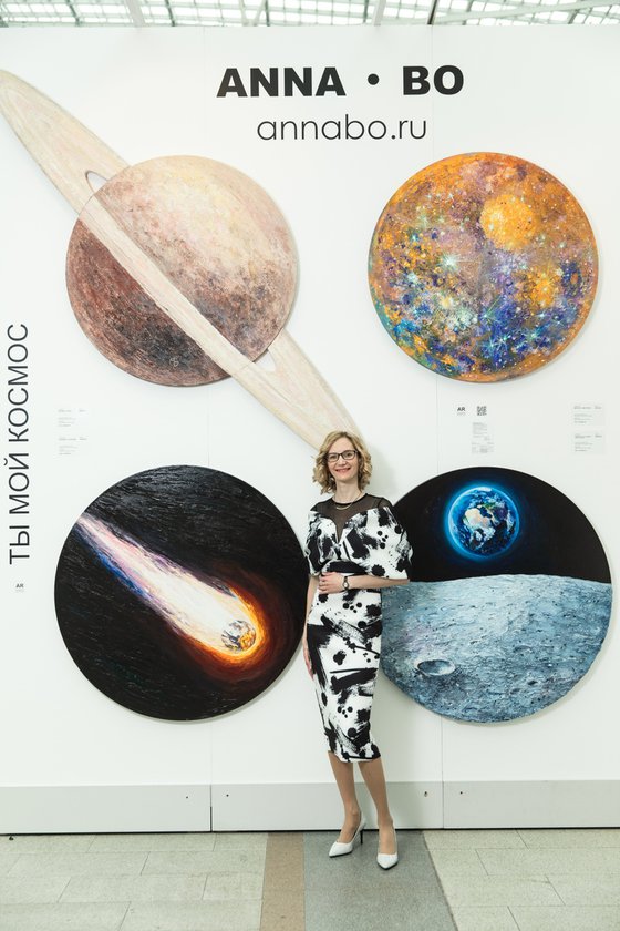 Pluto / planet/ space / round / circle / planets / circle canvas Painting  by Anna Bo