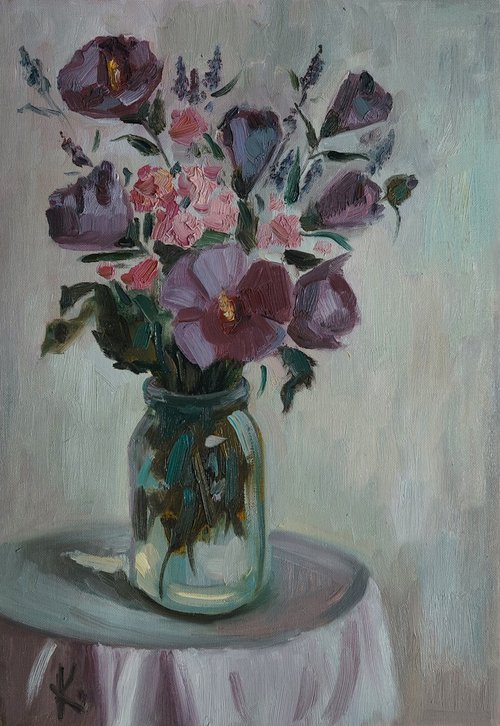 Still-life with flowers in impressionistic stile "Garden flowers", 2023 by Olena Kolotova