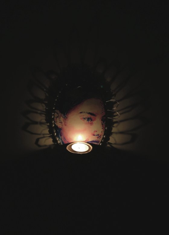 Illuminated woman face