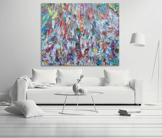 Tritons Revenge, Extra Large Abstract Painting, Oversized 60x48" Statement Piece